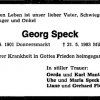 Speck Georg 1901-1983 Todesanzeige